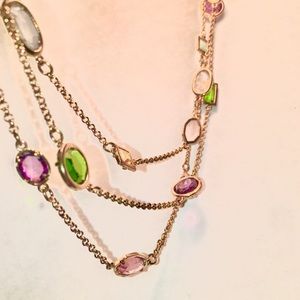 Three Strand Multi-Stone Necklace in 18Kt gold